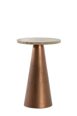 Light en Living Bijzettafel 36x36x51 cm YNEZ travertin bruin+koper