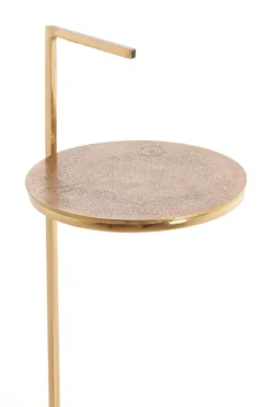 Light en Living Bijzettafel Ø26x76 cm LEDA marmer wit+antiek brons