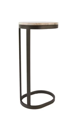Light en Living Bijzettafel 30x23x60 cm LURO marmer zand+mat bruin-brons