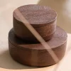Light en Living Deco box Ø19x7 cm METETI hout mat donker bruin