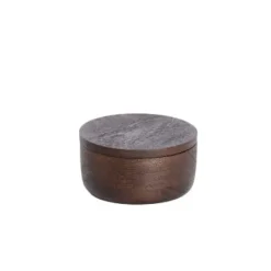 Light en Living Deco box Ø14x7 cm METETI hout mat donker bruin