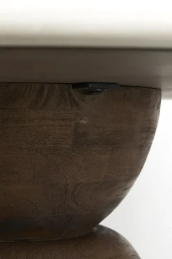 Light en Living Eettafel Ø120x76 cm SOY marmer zand+mango hout choco bruin