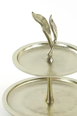 Light en Living Etagère 2-laags FOGLIA goud - Stijlvolle etagère voor hapjes