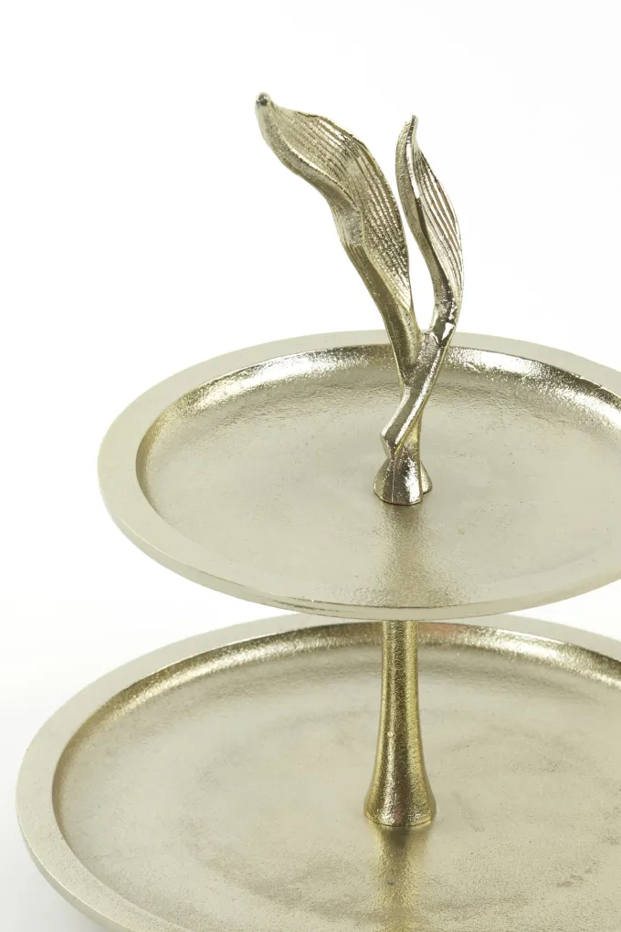 Light en Living Etagère 2-laags FOGLIA goud - Stijlvolle etagère voor hapjes