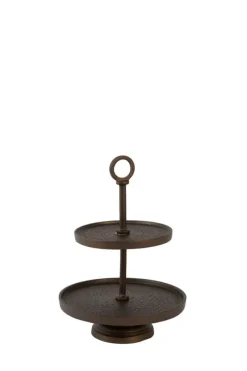 Light en Living Etagère 2 laags Ø24x37 cm LUTEK mat bruin-brons