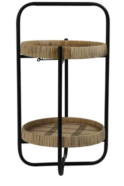 Light en Living Etagère LORENA 2-laags Ø33x59,5 cm - Naturel/Zwart van Light & Living