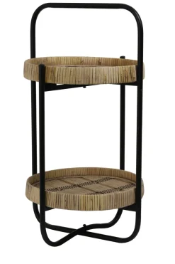Light en Living Etagère LORENA 2-laags Ø33x59,5 cm - Naturel/Zwart van Light & Living