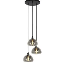 Light en Living Hanglamp Kai 3-lichts smoke glas Ø30x19 cm