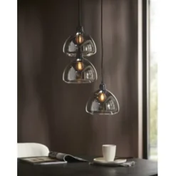 Light en Living Hanglamp Kai 3-lichts smoke glas Ø30x19 cm