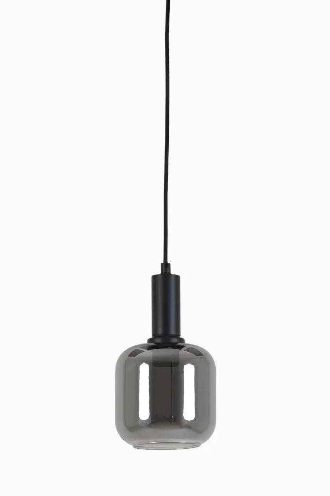 Light en Living Hanglamp LEKAR Ø21x37 cm - Zwart & Smoke Glas