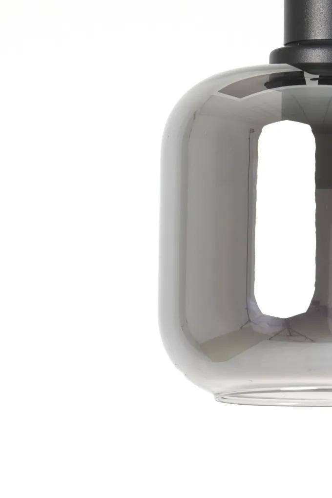 Light en Living Hanglamp LEKAR Ø21x37 cm - Zwart & Smoke Glas