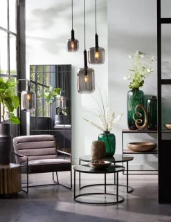 Light en Living Hanglamp LEKAR Ø21x37 cm - Zwart & Smoke Glas