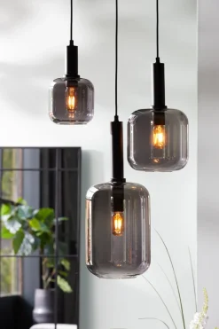 Light en Living Hanglamp LEKAR Ø21x37 cm - Zwart & Smoke Glas