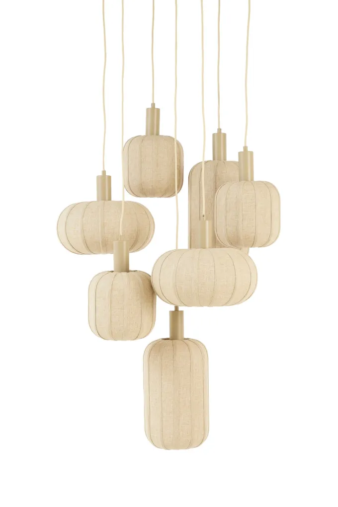 Light en Living Hanglamp 7L Ø53x104 cm TUFIA linnen naturel