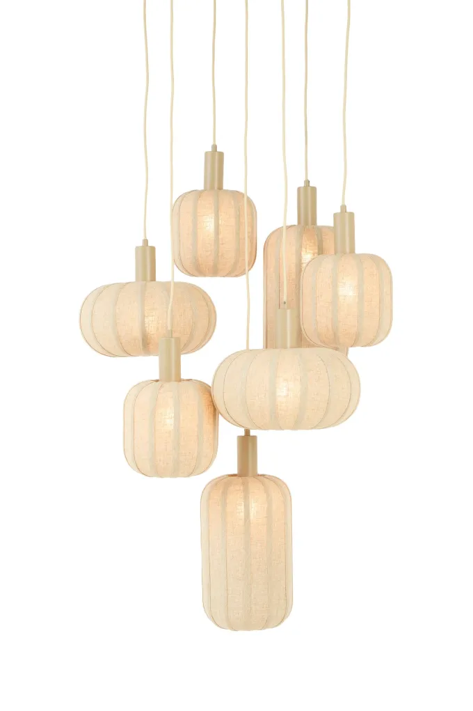Light en Living Hanglamp 7L Ø53x104 cm TUFIA linnen naturel