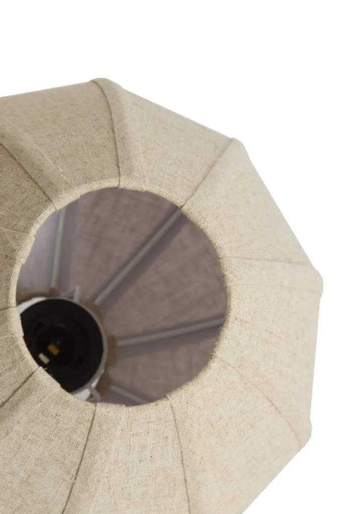 Light en Living Hanglamp 5L Ø76x140 cm HUXI houtprint donkerbruin + linnen crème