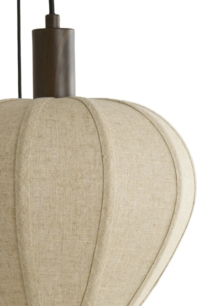 Light en Living Hanglamp 5L Ø76x140 cm HUXI houtprint donkerbruin + linnen crème