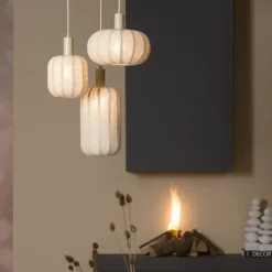 Light en Living Hanglamp 3L Ø38x34 cm TUFIA linnen naturel