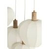 Light en Living Hanglamp 5L Ø76x140 cm HUXI naturel houtprint + linnen crème