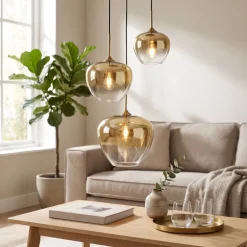 Light en Living Hanglamp 3L Ø40x160 cm MAYSON glas goud-helder+goud