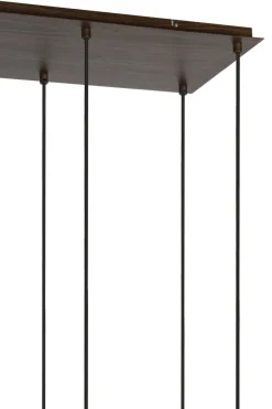 Light en Living Hanglamp 10L 144x49x200 cm HUXI Donkerbruin houtprint + linnen crème