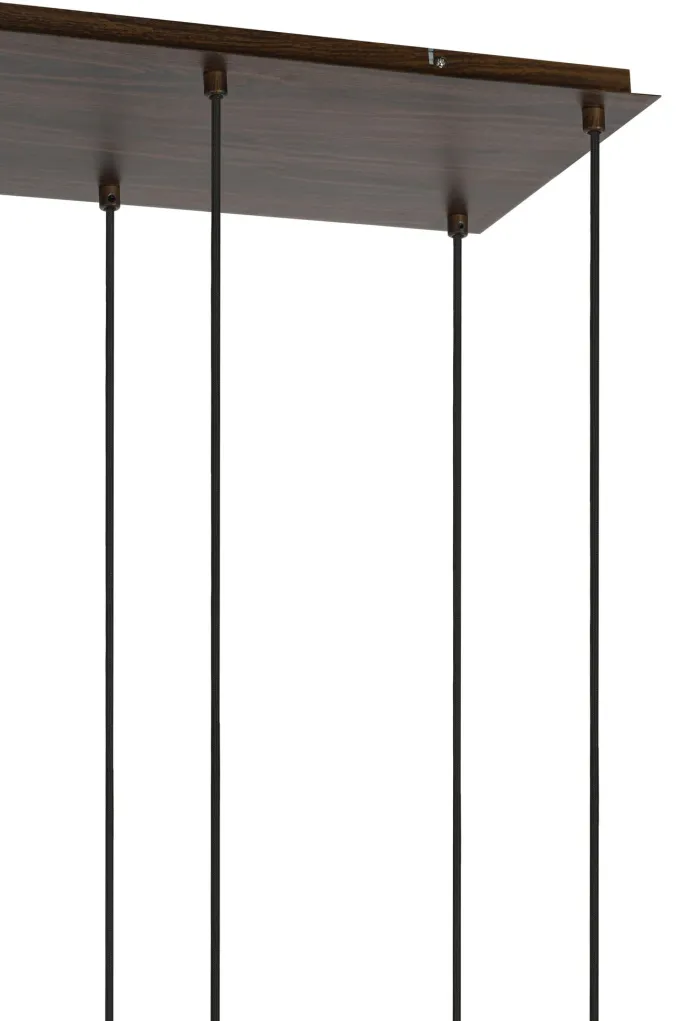 Light en Living Hanglamp 10L 144x49x200 cm HUXI Donkerbruin houtprint + linnen crème