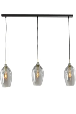 Light en Living Hanglamp 3L 100x16,5x32 cm LUKARO antiek brons+glas smoke