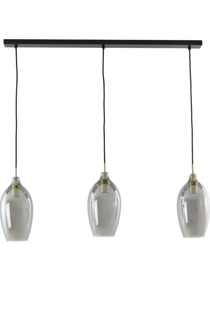 Light en Living Hanglamp 3L 100x16,5x32 cm LUKARO antiek brons+glas smoke