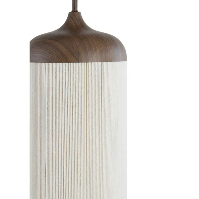 Light en Living Hanglamp 3L 90x22x32 cm DANIA hout print d bruin+touw crème