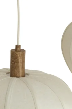 Light en Living Hanglamp 10L 144x49x200 cm HUXI houtprint + linnen crème