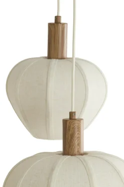 Light en Living Hanglamp 10L 144x49x200 cm HUXI houtprint + linnen crème