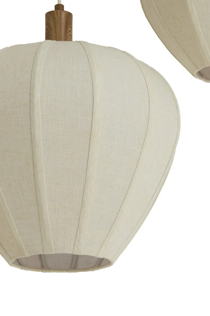 Light en Living Hanglamp 10L 144x49x200 cm HUXI houtprint + linnen crème