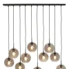 Light en Living Hanglamp 10L 124x35x120 cm SUBAR mat zwart & smoke glas