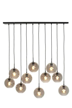 Light en Living Hanglamp 10L 124x35x120 cm SUBAR mat zwart & smoke glas