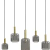 Light en Living Hanglamp 5L 110x22x32 cm LEKAR antiek brons met smoke glas