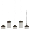 Light en Living Hanglamp 5L 117x10x27 cm DANIA houtprint donkerbruin+touw crème