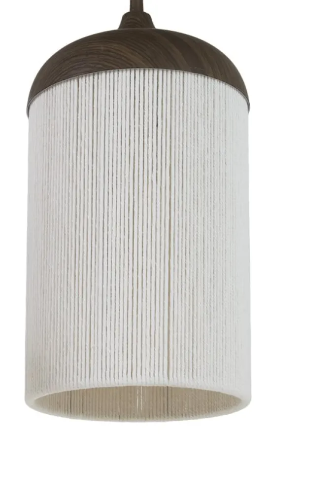 Light en Living Hanglamp 5L 117x10x27 cm DANIA houtprint donkerbruin+touw crème