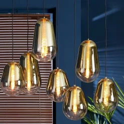 Light en Living Hanglamp 7L 100x35x69 cm MAEVE glas goud-helder+goud
