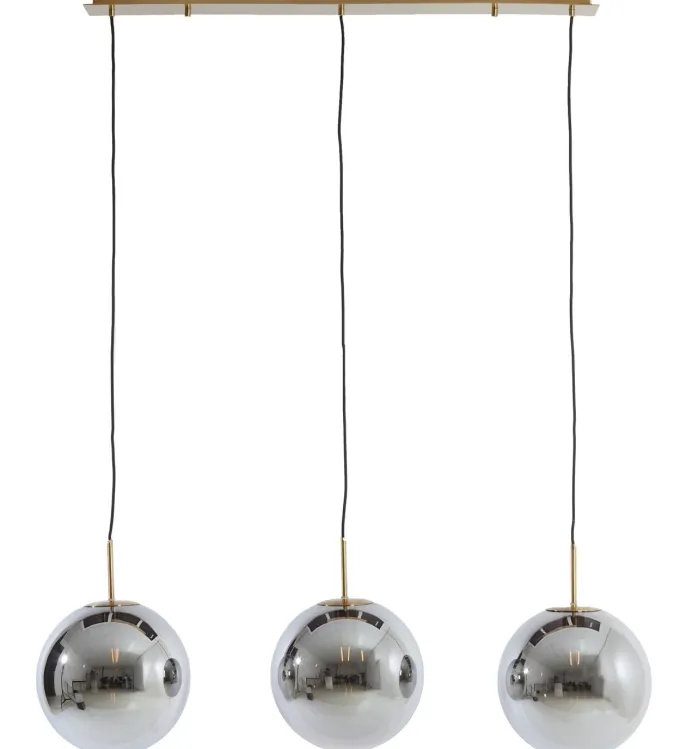 Light en Living Hanglamp 3L 120x30x30 cm MEDINA glas smoke+goud