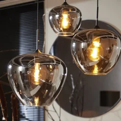 Light en Living Hanglamp MAYSON mat zwart met smoke glas - Diverse maten
