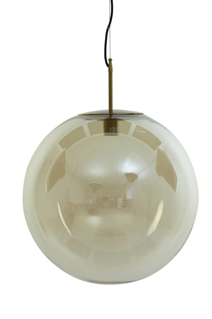 Light en Living Hanglamp Medina antiek brons met amber glas - Verkrijgbaar in 2 maten