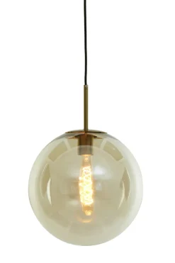 Light en Living Hanglamp Medina antiek brons met amber glas - Verkrijgbaar in 2 maten