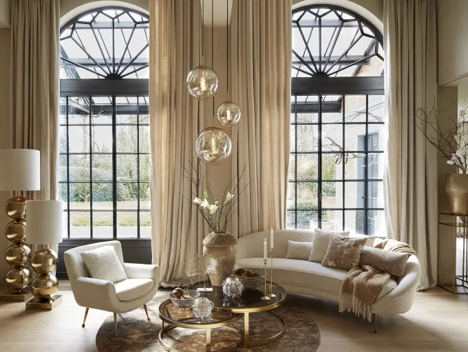 Light en Living Hanglamp Medina antiek brons met amber glas - Verkrijgbaar in 2 maten