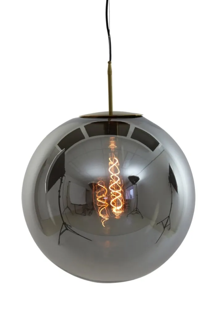 Light en Living Hanglamp MEDINA antiek brons met smoke glas - 2 maten