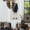 Light en Living Hanglamp MISTY glas smoke + mat zwart - 2 maten