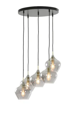 Light en Living Hanglamp RAKEL 5-lichts Ø61x66 cm Antiek Brons & Smoke
