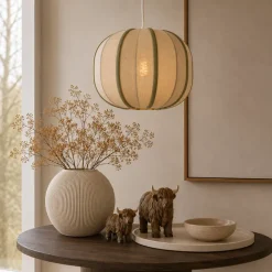 Light en Living Hanglamp Ø40x30 cm ESMIRIA naturel+olijfgroen