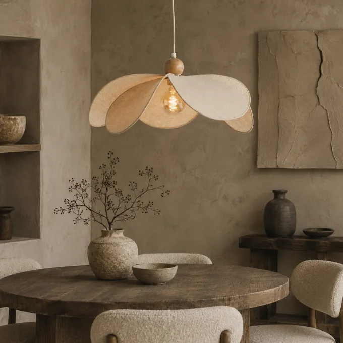 Light en Living Hanglamp Ø60x30 cm LAVRIRIA natural+hout