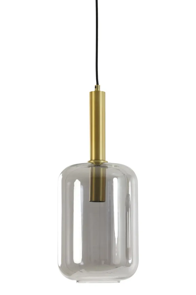 Light en Living Hanglamp Ø22x52 cm LEKAR Antiek Brons met Smoke Glas