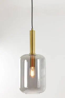 Light en Living Hanglamp Ø22x52 cm LEKAR Antiek Brons met Smoke Glas